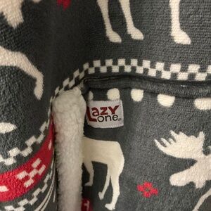 Lazy One FUZZY gown! Grey and red, one size fits all!